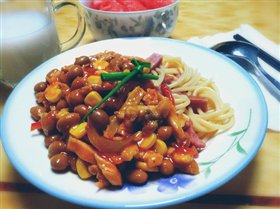 剩菜焗豆意面(懒人版)