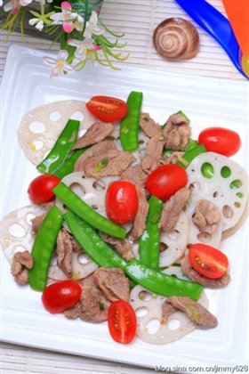 莲藕兰豆炒鸭片
