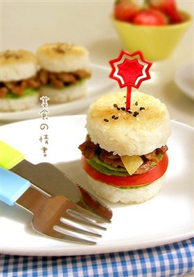 姜汁牛肉米汉堡