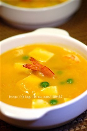 南瓜豆腐海鲜羹