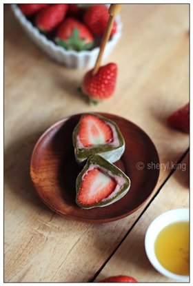 抹茶樱花草莓大福