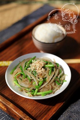 青蒜豆芽炒粉条
