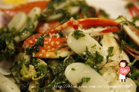 荠菜年糕炒梭子蟹