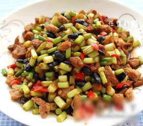 豆豉蒜苗炒肉丁