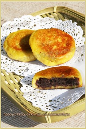 豆沙红薯饼
