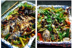 豆豉烤钳鱼