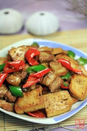 布包豆腐炒肉片