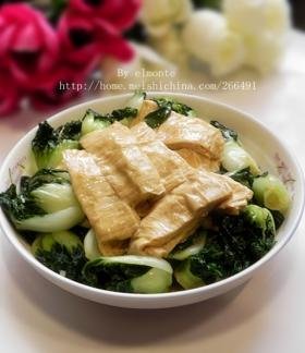 小白菜炒鲜腐竹