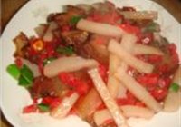腊肉炒泡菜蘑芋的做法 步骤20