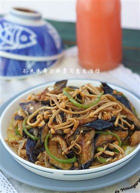 香酱茄子烧针菇